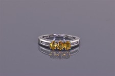 STS Sterling Silver Yellow Citrine Channel Set White Topaz Band Ring 925 Sz: 10