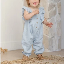 Quincy Mae Nova Romper in Chambray. Size 18-24 months. New.Sweet full length r
