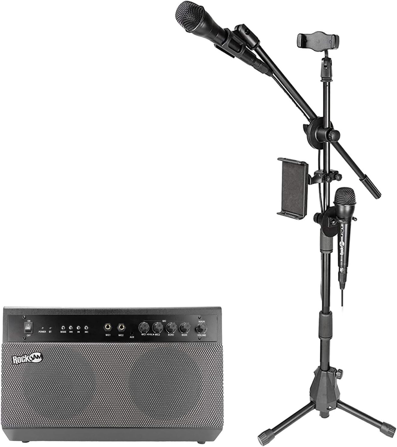 RockJam RJKSK-BK 100W 2 Microphones Karaoke Machine with Bluetooth and PA System