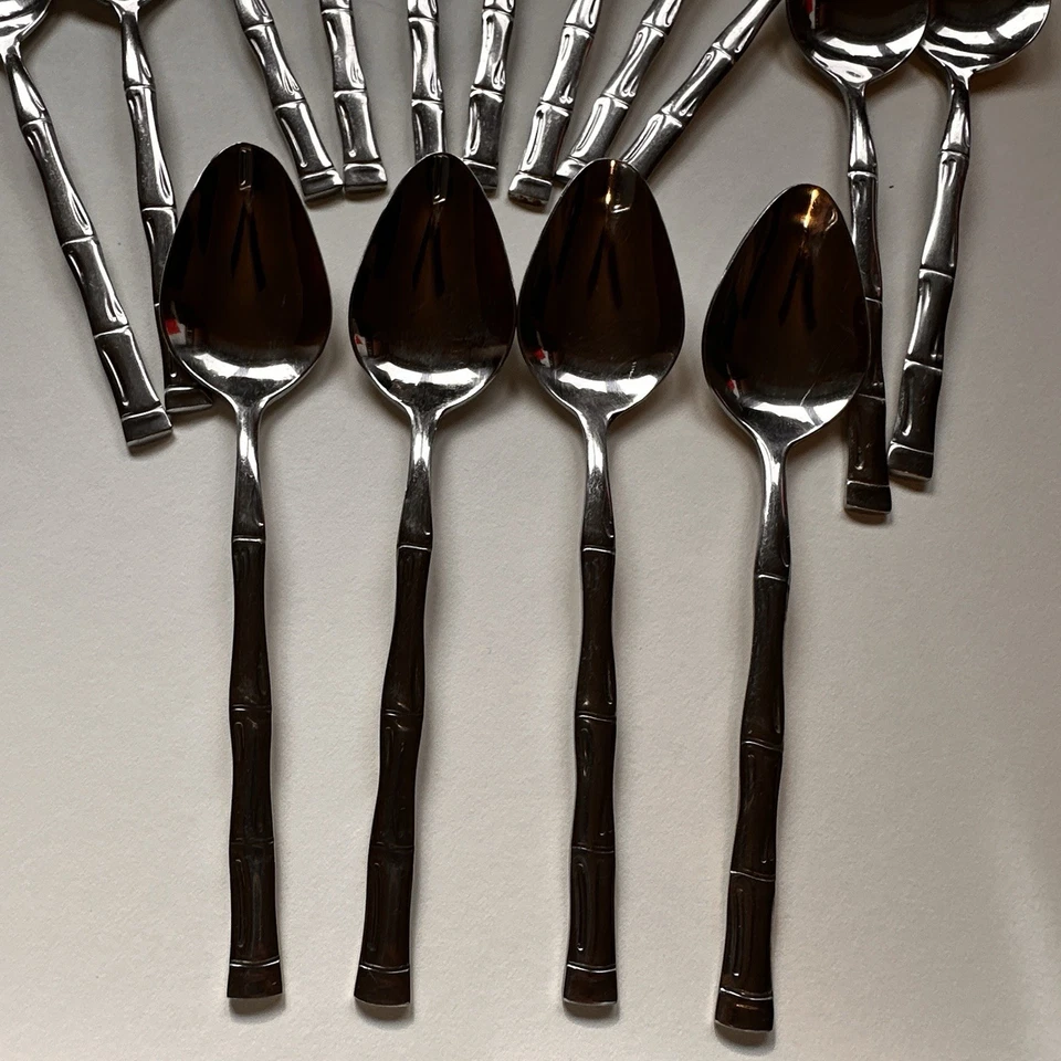 Винтажные чайные ложки MCM Bamboo KOREA из нержавеющей стали 15 штук б/у в отличном состоянии - Изображение 3 из 4