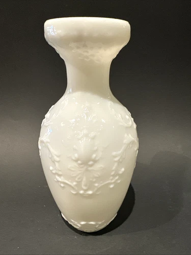 Antique Milk Glass Embossed Barber Shop Vase