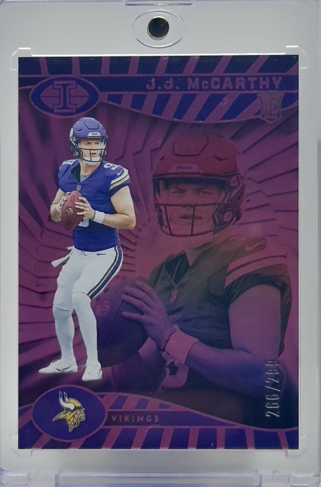 2024 Panini Illusions - J.J. McCarthy #100 Trophy Collection Pink /299 (RC)