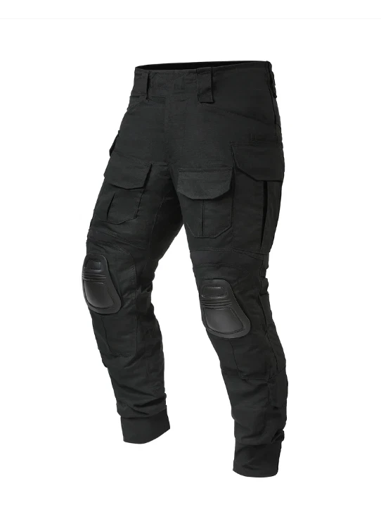 G3 Combat Trousers with Knee Pads Rip-Stop Tactical Trousers Black 30W 32L