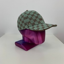 Gucci GG Monogram Canvas Cotton Baseball Cap Head Hat Green Mint Size M