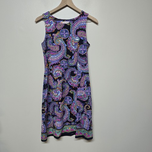 Jude Connally Paisley Sleeveless Dress Size Small Made in USA Vibrant Multicolor