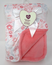Parent's Choice Infant Blanket Floral Plush Coral Pink 30" x 40" NEW