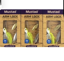 (LOT OF 3) MUSTAD ARM LOCK SPINNERBAIT 1OZ ALSBDW-CW-28-1 CHARTREUSE  / WHITE