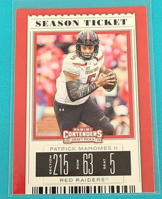 2019 Contenders Draft Picks #79 Patrick Mahomes II Texas Tech Football Card V2