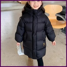-30 Kids Winter Girls Padded Jackets Thick Warm Waterproof Shiny Hooded