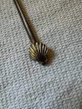 VTG 70s Shell Clasp Belt Flat Gold Chain Waistband Twin Meeting Sea Shells 26.5  