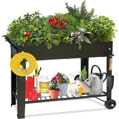 Hochbeet Pflanzkasten Balkon Beet Metall mit Ablage Garten Kräuter