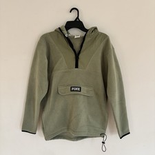 Victoria s Secret PINK Fleece Pullover Hoodie Green Half Zip Pocket Small