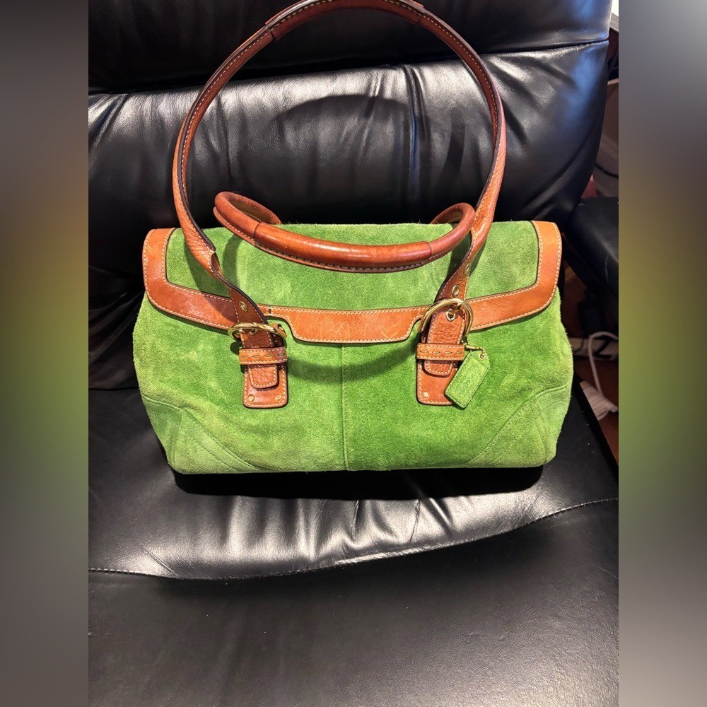 Rare Vintage Y2K 2004 Coach SoHo Green Suede Bag