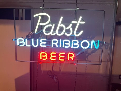 Vintage Pabst Blue Ribbon Beer Neon Sign 22"x13" Light Lamp Bar / Man Cave