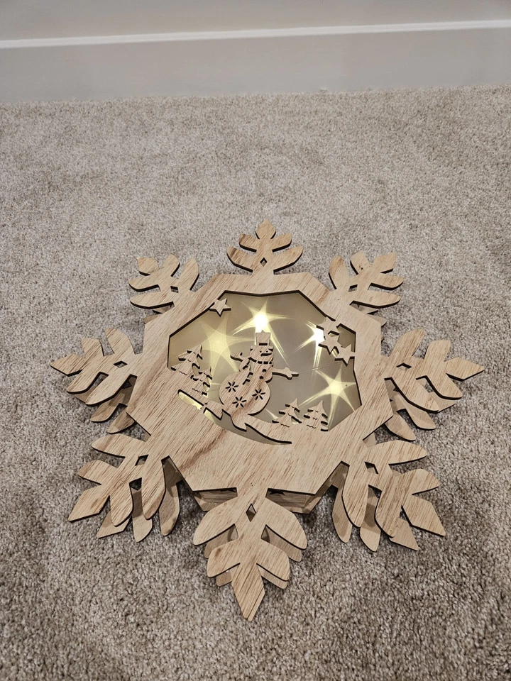 Leuchtpflug & Herd Holz Schneeflocke Dekoration. (Funktioniert super!)