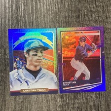 2020 Panini Donruss Baseball Christian Yelich Diamond Kings Blue Foil + Blue
