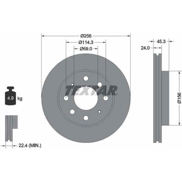 2X Textar 92103903 Bremsscheibe FüR Mitsubishi Volvo Kia Hyundai Proton Galant-image