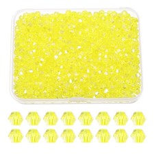 1000pcs 4mm Bicone Glass Crystal Beads, Faceted Beads with Box Yellow AB