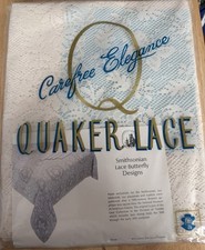 Vintage Quaker Lace Tablecloth Butterfly Natural 64 x84 Oblong New Old Stock