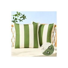 Outdoor Pillow Covers 18x18 Set of 2 Striped 18" x 18" Pack of 2 Olive Green