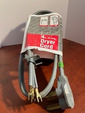 4 Ft 3-Prong Dryer Cord 30 Amp 10/3 Right Angle Plug UL Electricord Leviton