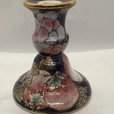 Vintage Toyo Porcelain Hand Painted Candle Stick Holder, 4.25”