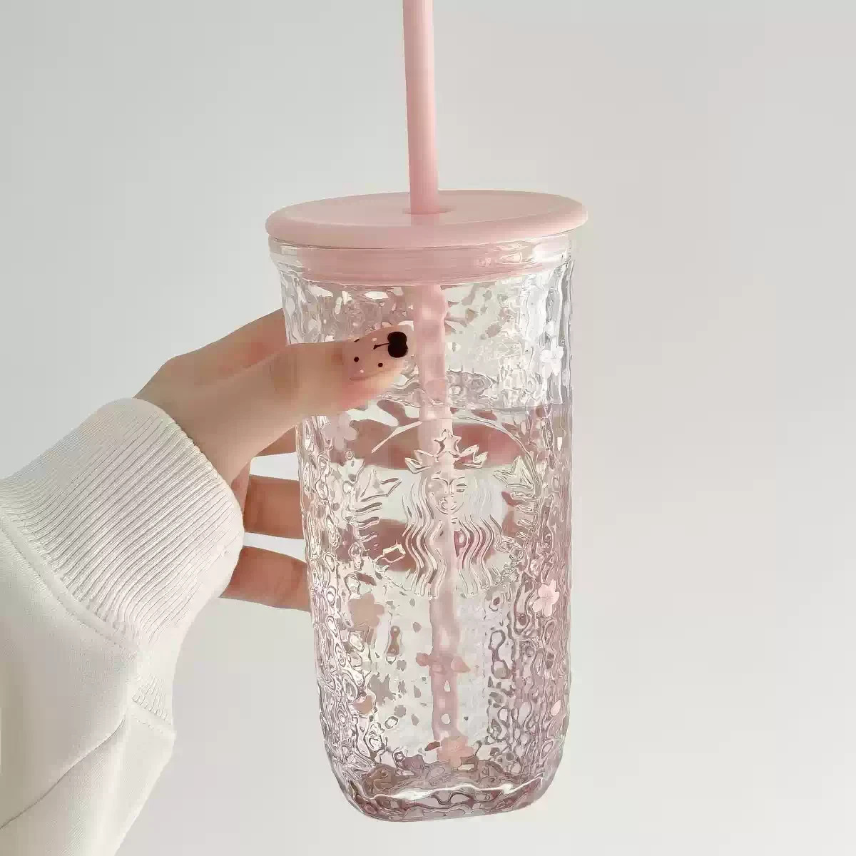 2026 New Starbucks Pink Sakura Cherry Blossom Glass Tumbler 
