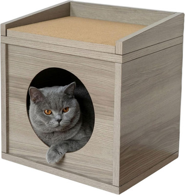 Meowdium Cat House for Indoor Cats   Cat Condo with 5X Longer-Lasting Cardboard