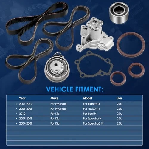 Timing Belt Kit w/ Water Pump Compatible with Hyundai Elantra 2005-2009 - Image 2 of 4