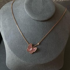 Butterfly pink cz necklace 925 silver rose gold plated