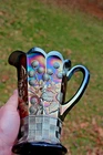 ANTIQUE NORTHWOOD RASPBERRY CARNIVAL GLASS WATER PITCHER + 1 TUMBLER- AMETHYST