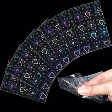 100 Pcs Photocard Sleeves Love Heart-Shape Laser Flashing Card multi-color 
