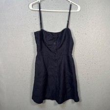 Reformation Womens 4 Blue Button-Front Linen & Tencel Dress Spaghetti Straps