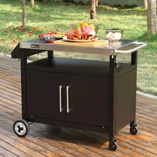 Royal Gourmet Movable Kitchen Cart with Storage Cabinet Grill Food Prep Table
