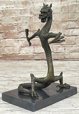 Hogar Jardín Decoración Mythical Dragón Bronce Mármol Base Figura Estatua