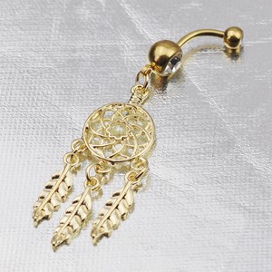 Fashion-Gold-Dream-Catcher-Dangle-Belly-Navel-Ring-Button-Body-Piercing-Jewelry