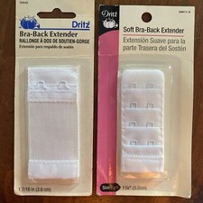 Lot 2 Dritz 56611 Bra Back Extender 1-1/4" Wide White 2 Hooks 56648 7/16