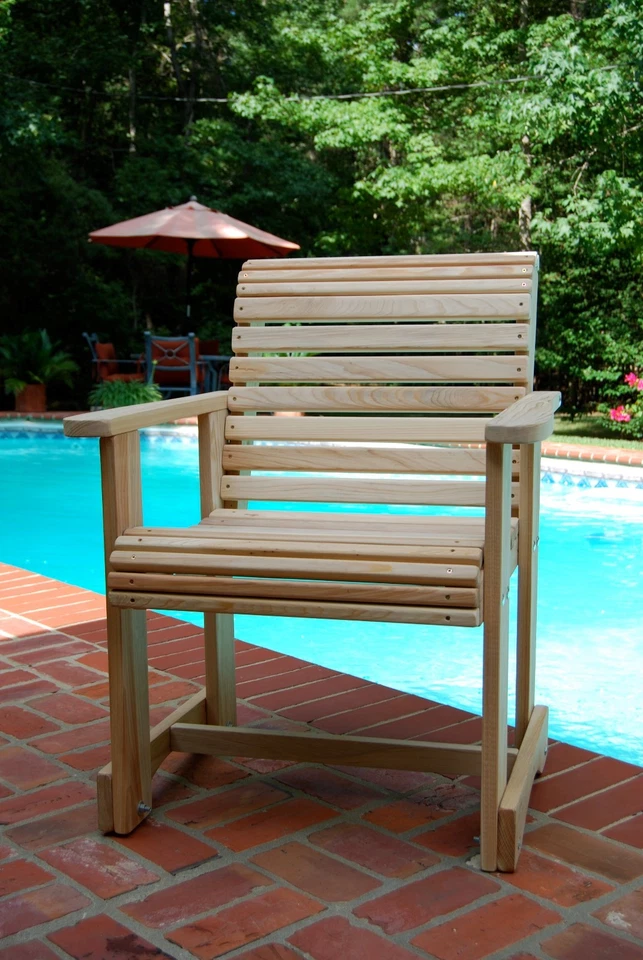 Banco de jardim externo banco de madeira cipreste inacabado feito nos EUA escolha um tamanho - Imagem 3 de 4