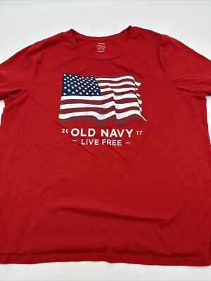 American Flag T-Shirt Women X-Large Red Graphic Print Old Navy