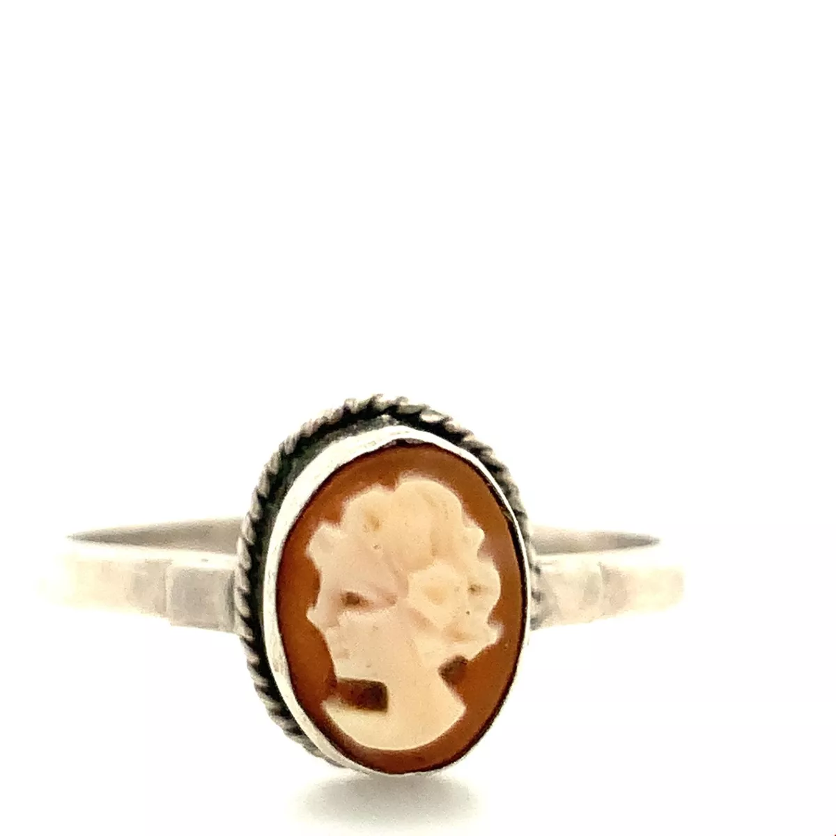 Old Antique Shell cameo Ring Silver Handmade Italy | Jovon Venice