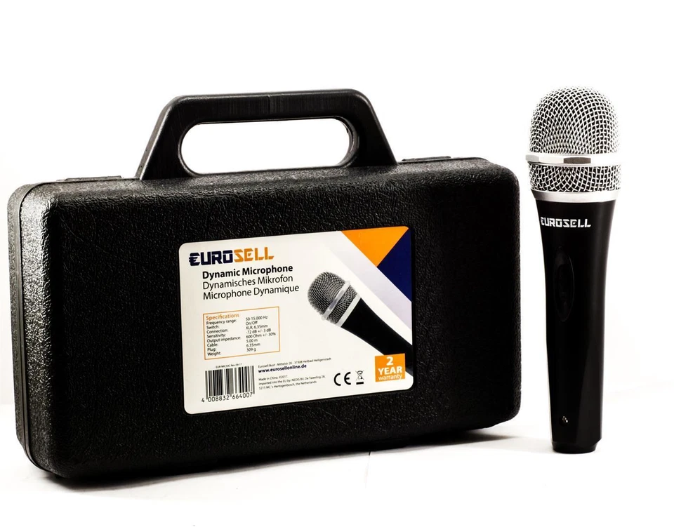 Profi Dynamisches Mikrofon Microfon + Koffer Case + 5m XLR 6,35mm Kabel Gesang - Bild 3 von 4