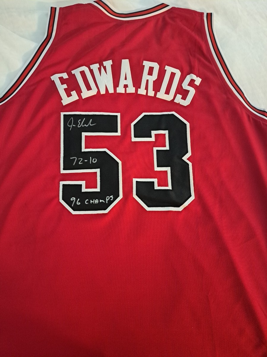 James Edwards Signed Chicago Bulls Jersey 72-10, 96 CHAMPS