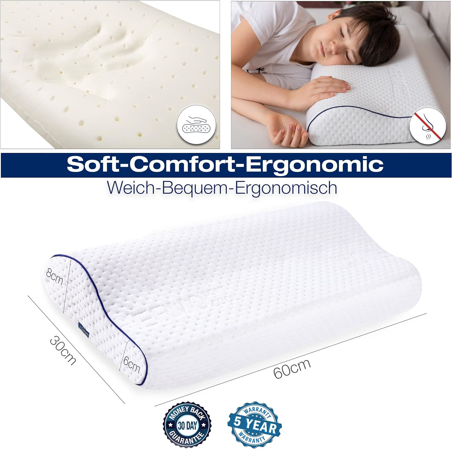 Alkamto Orthopedic Cervical Toddler Pillow Hypoallergenic Memory Foam