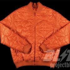 SS22 LOUIS VUITTON LVSE FLOWER QUILTED JACKET ORANGE NYLON BLOUSON Sz 54 XXL