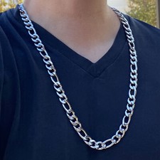 Mens Solid 316L Stainless Steel Figaro Link Hip Hop Chain Necklace 30" x 12MM