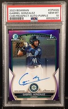 8237 Gabriel Gonzalez 2023 Bowman Chrome Purple Refractor Auto 167/250 PSA 10