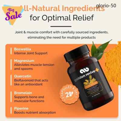 Golden Revive+Joint Support Supplement Containing Quercetin and Magnesium