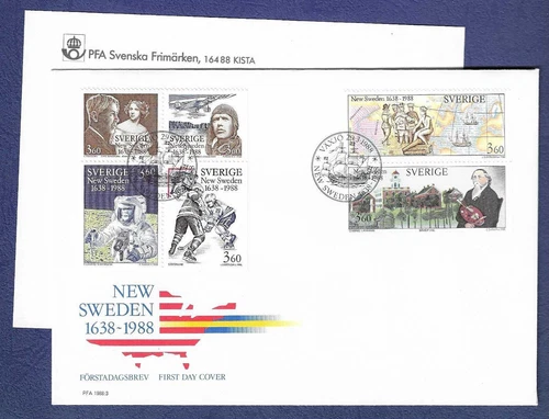 1988 Sweden FDC "New Sweden" issue Sc. #1677a