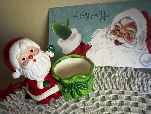 Vintage Lefton Santa Weihnachten Figur Votivkerze Tassen Zuckerstange Japan