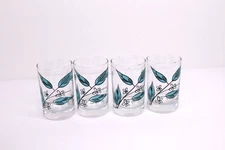 Set of 4 Vintage Salem Biscayne/Royal Windsor 3.5" Juice Glass Blue Leaves 4 oz